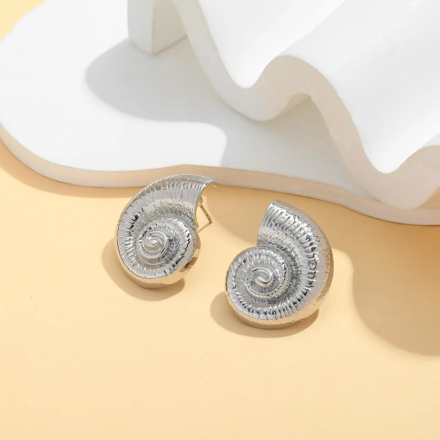 LILIE&WHITE Conch Sell Gold Earrings - Women's Love Knot & Angel Wings Stud Earrings