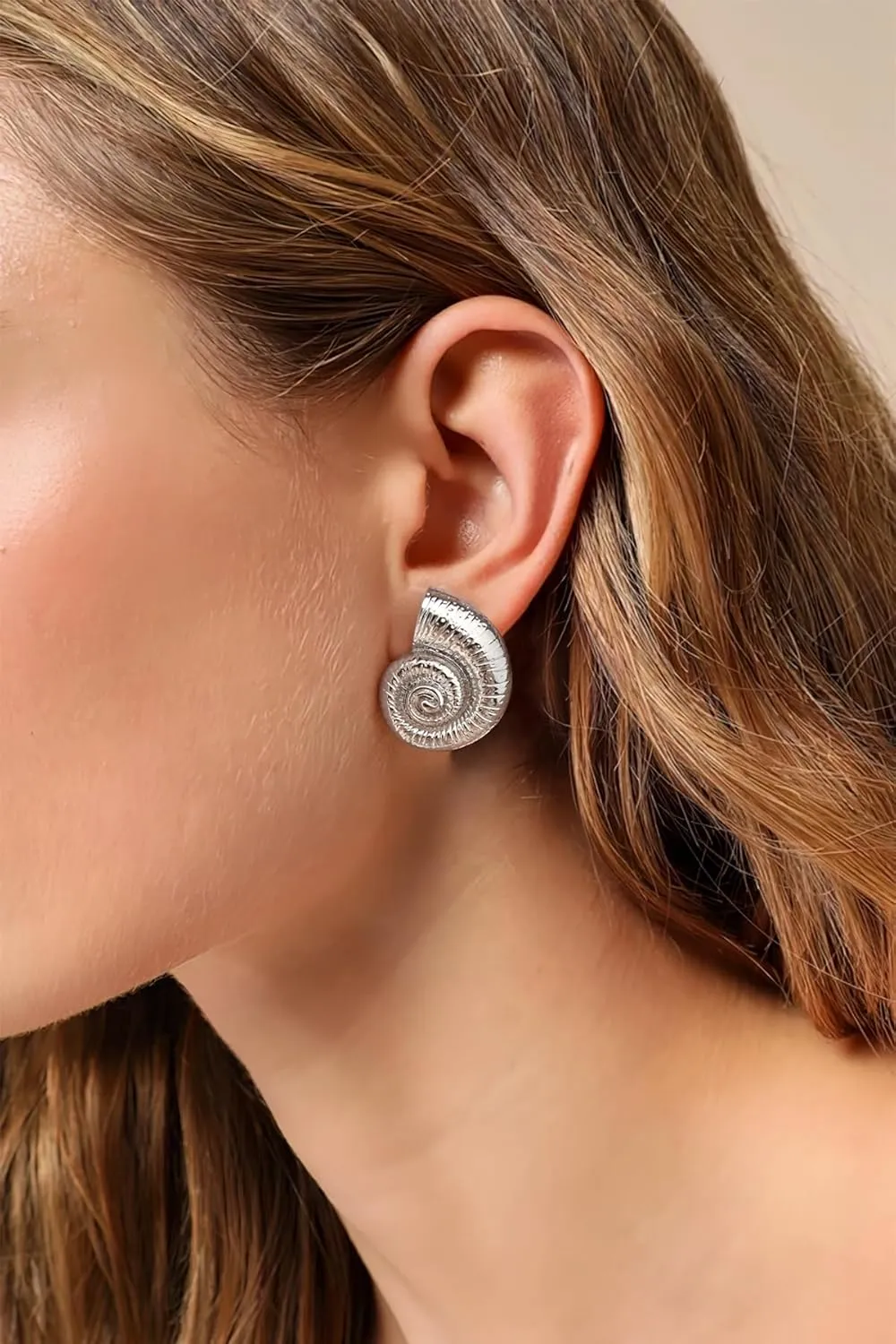 LILIE&WHITE Conch Sell Gold Earrings - Women's Love Knot & Angel Wings Stud Earrings