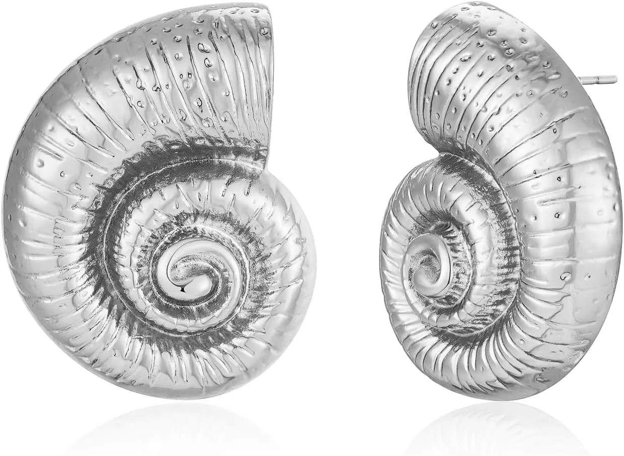 LILIE&WHITE Conch Sell Gold Earrings - Women's Love Knot & Angel Wings Stud Earrings