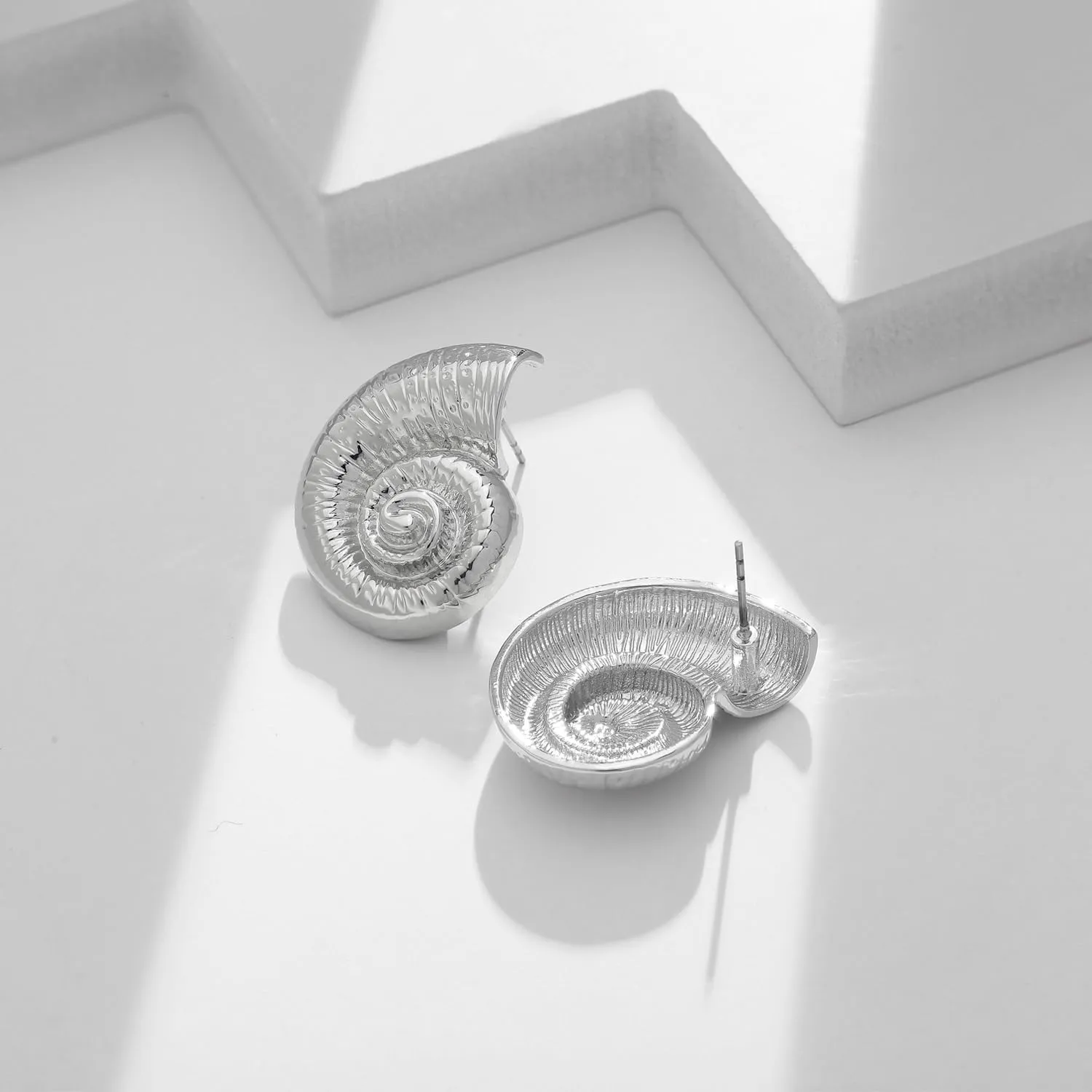 LILIE&WHITE Conch Sell Gold Earrings - Women's Love Knot & Angel Wings Stud Earrings
