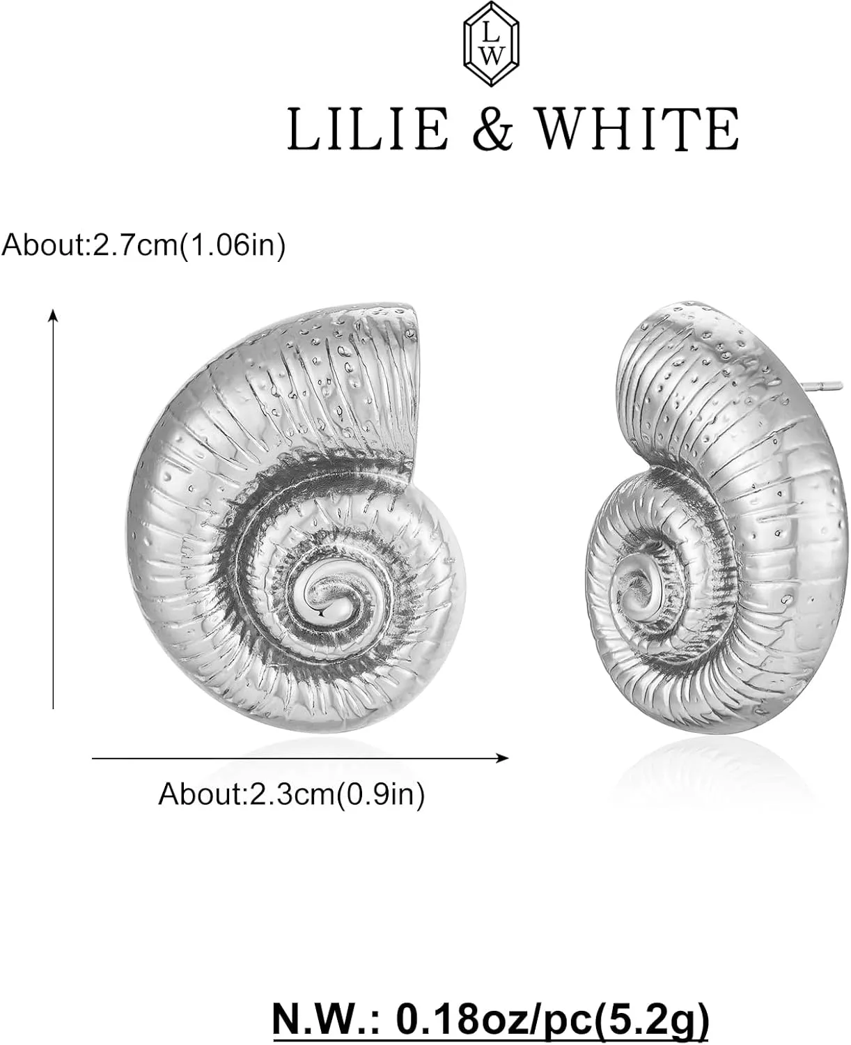 LILIE&WHITE Conch Sell Gold Earrings - Women's Love Knot & Angel Wings Stud Earrings