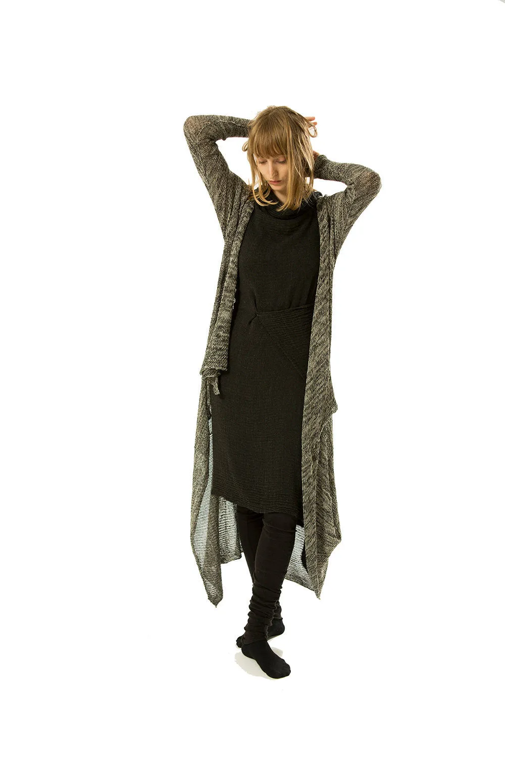 Long Einvo Cardigan -Melange Black & Grey