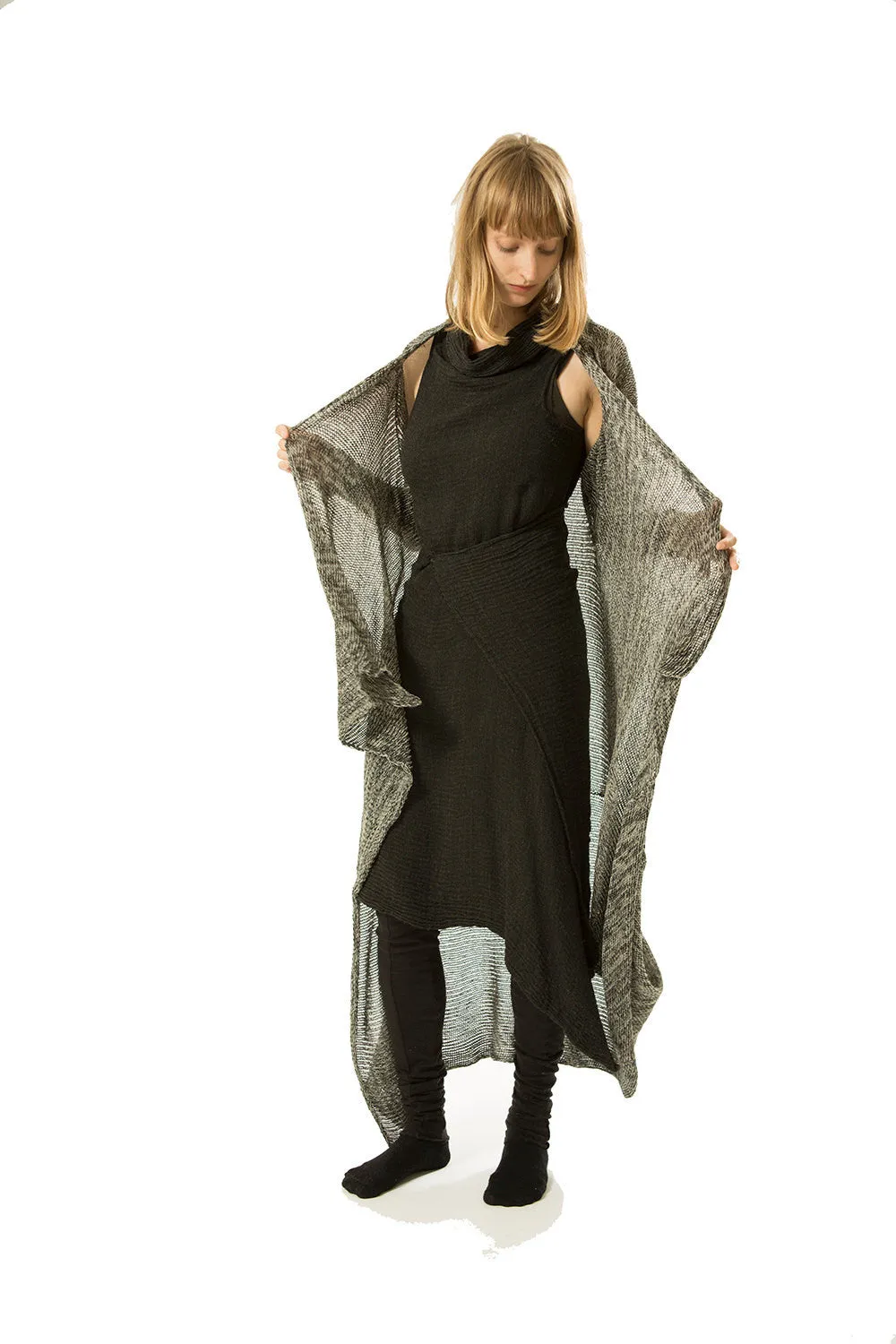 Long Einvo Cardigan -Melange Black & Grey