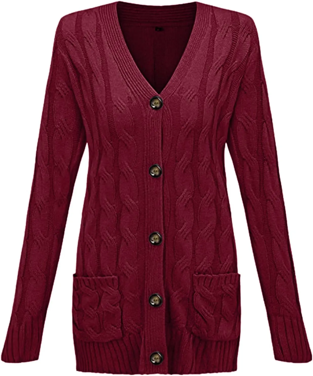 Long Sleeve Cable Knit Long Cardigan for Women 2025 Chunky Open Front Button Sweaters Fall Cardigan with Pockets
