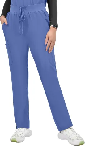 Medical Scrub Pants for Women, Mid Rise Skinny Straight Cargo with Yoga Waistband, Stretch, Anti-Wrinkle & 10 Pockets