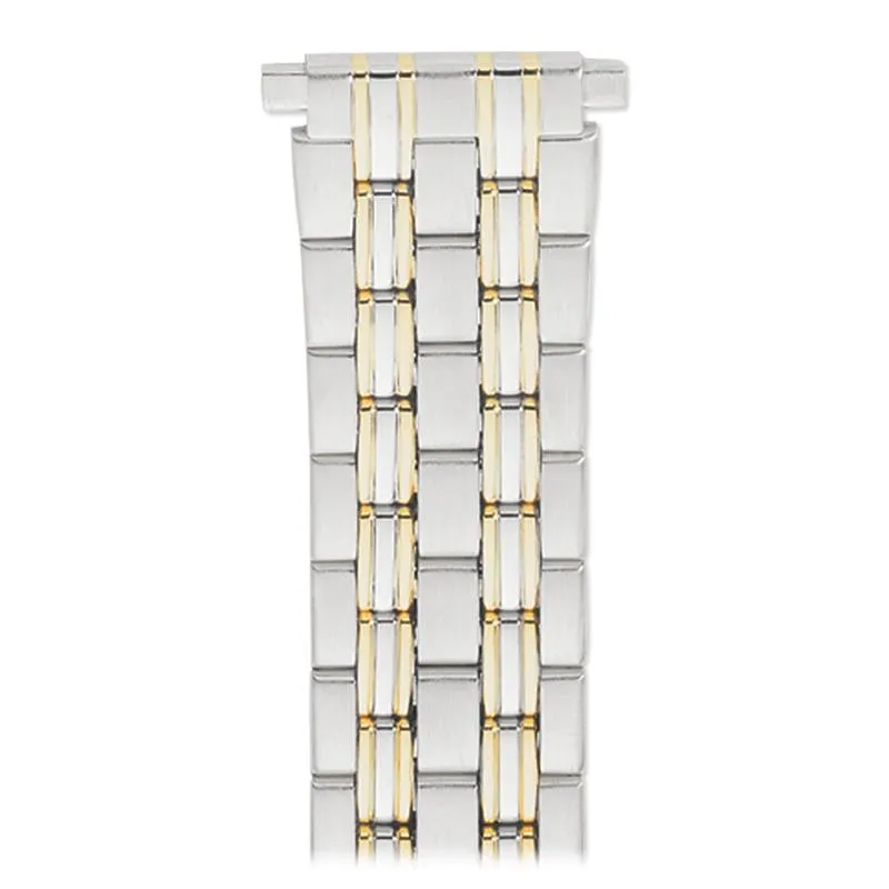 Men's 18-22MM Wrapped Link Straight Adjustable End Band with Removable Links for Sizing in Silver, Gold and Dual Tone
