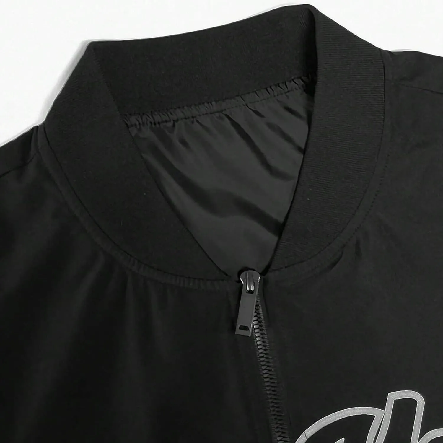 Men's Letter Printed Zipper Baseball Collar Bomber Jacket