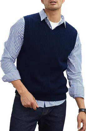 Men's V-Neck Sweater Vest | Anti-Pilling & Anti-Static | Lightweight Thermal Sleeveless Pullover for Casual & Formal Outfits