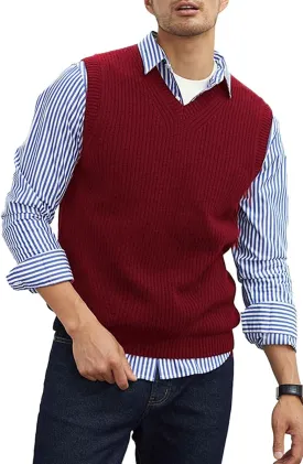Men's V-Neck Sweater Vest | Anti-Pilling & Anti-Static | Lightweight Thermal Sleeveless Pullover for Casual & Formal Outfits