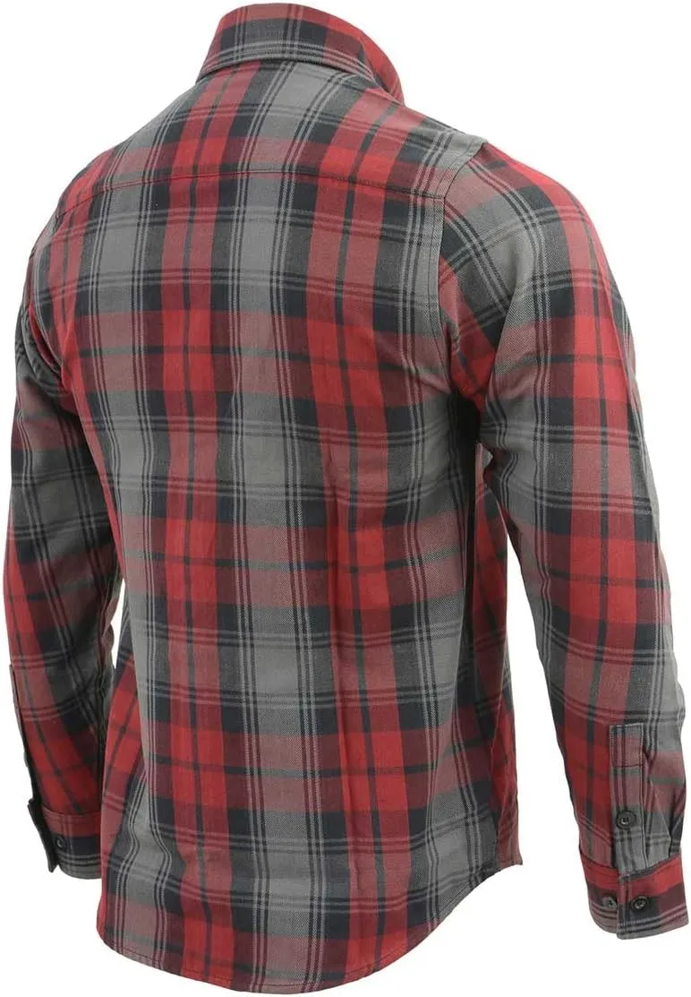 Milwaukee Leather MNG11652 Men's Black Grey and Red Long Sleeve Cotton Flannel Shirt