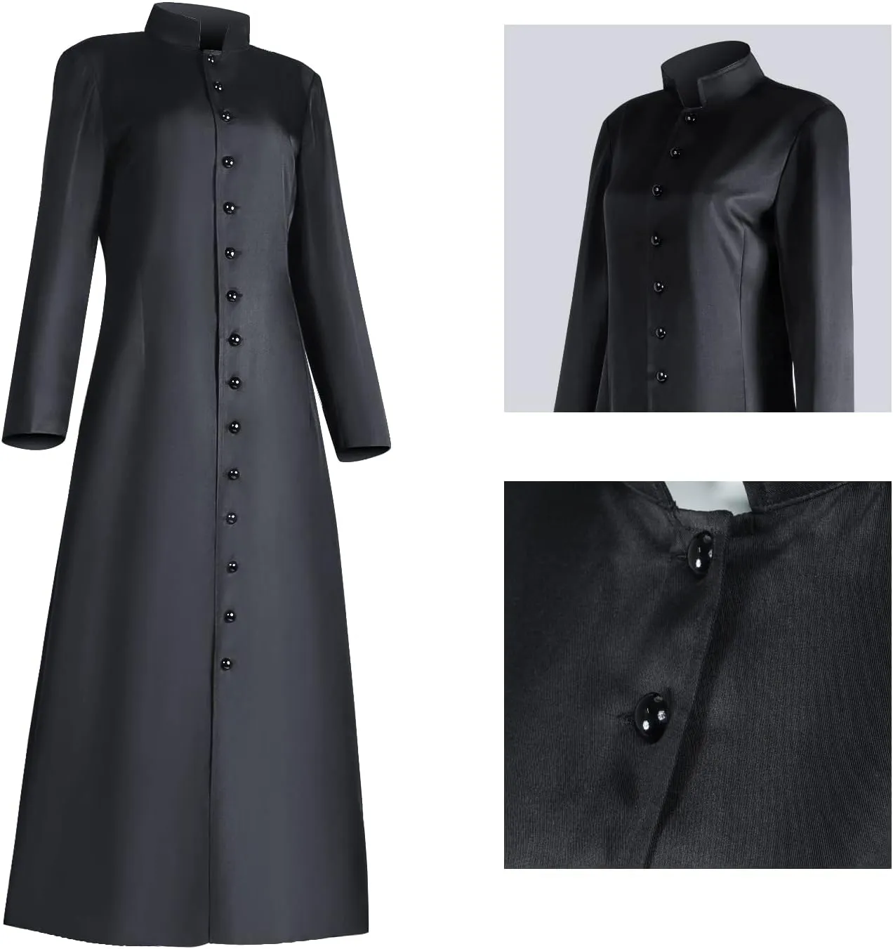 MYAYD Women's Cassock Robe Church Robe Choir Minister Clergy Pulpit Liturgical Black White