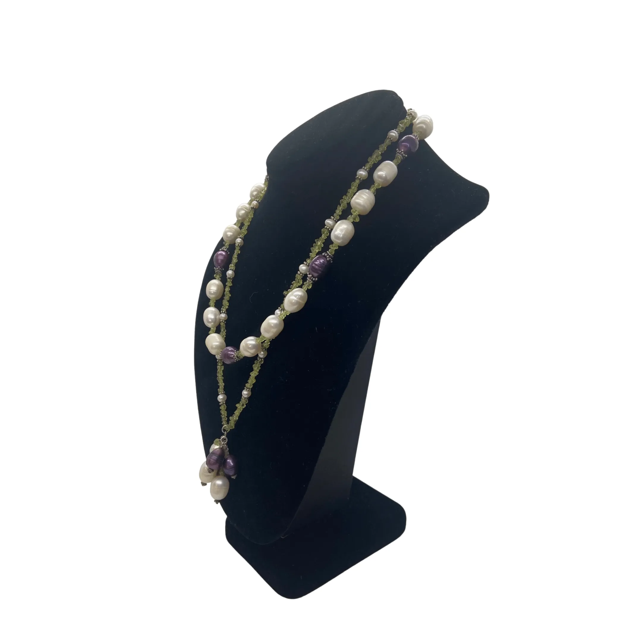 NECKLACE Double Strand Crystal Beads & Pearls