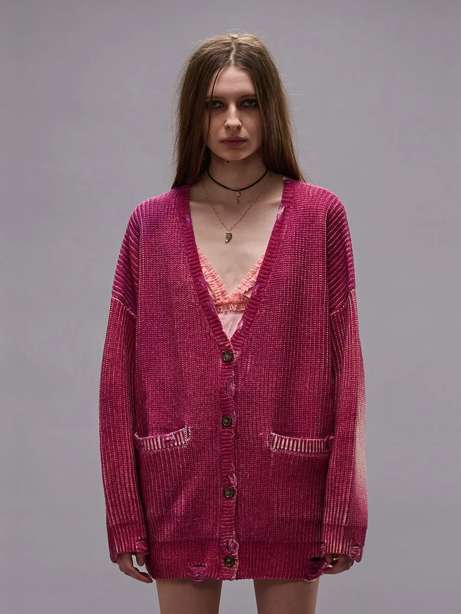 Oversized Cardigan in Raspberry Print