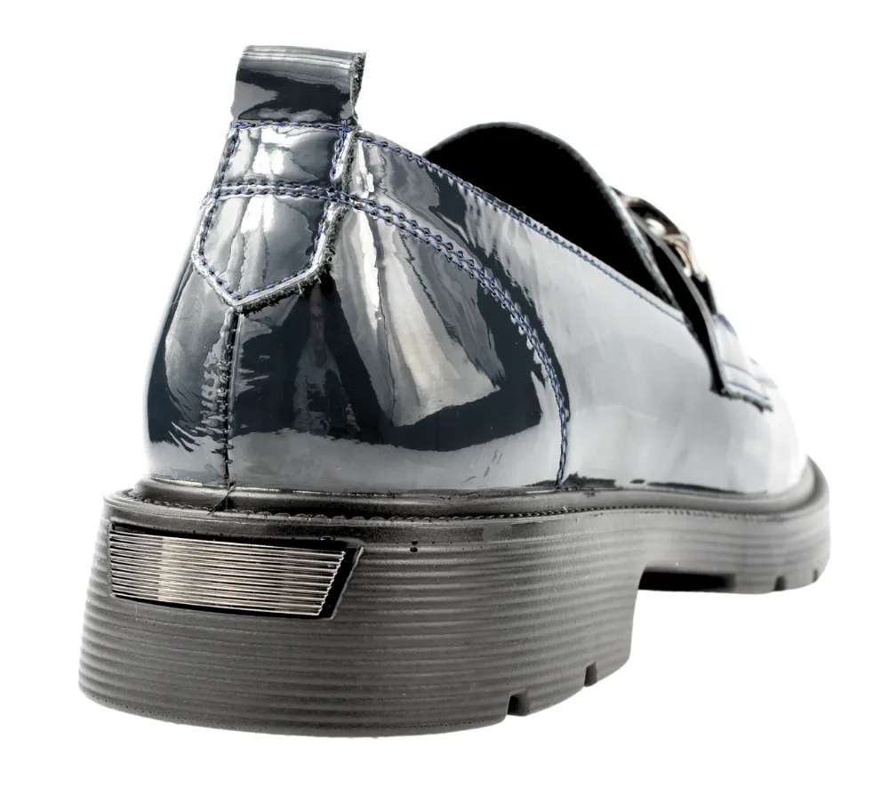 Pantofi casual, dama, PASS COLLECTION, X400008D bleumarin, piele lacuita