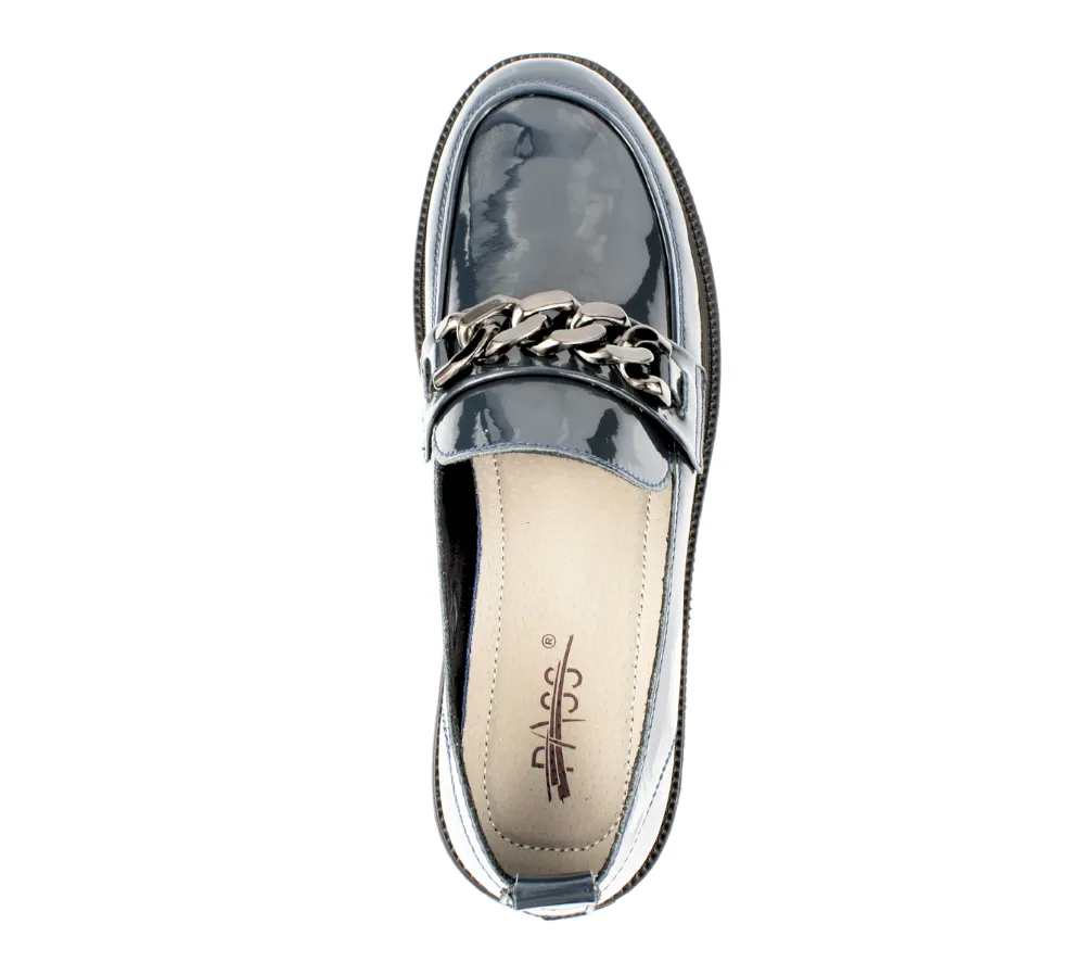 Pantofi casual, dama, PASS COLLECTION, X400008D bleumarin, piele lacuita