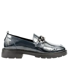 Pantofi casual, dama, PASS COLLECTION, X400008D bleumarin, piele lacuita