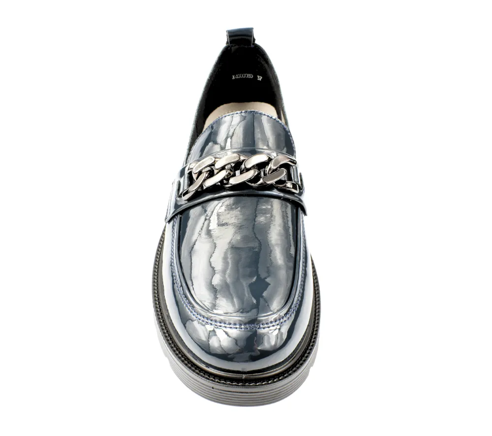 Pantofi casual, dama, PASS COLLECTION, X400008D bleumarin, piele lacuita