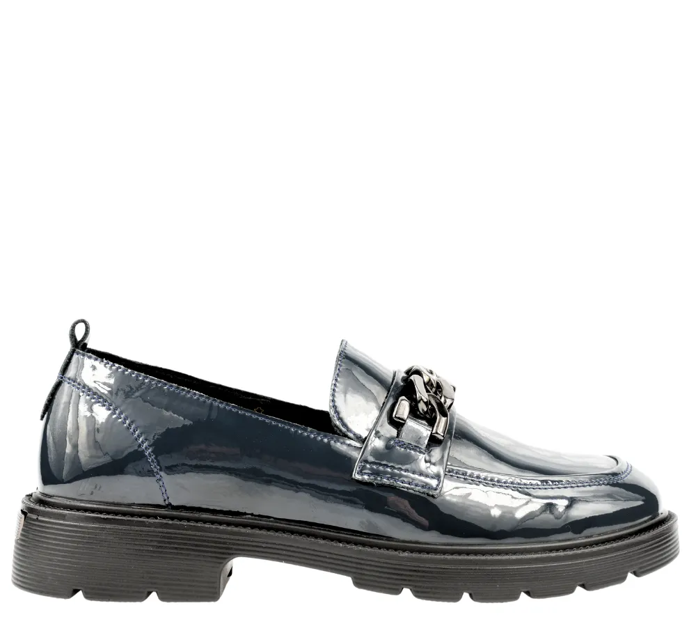 Pantofi casual, dama, PASS COLLECTION, X400008D bleumarin, piele lacuita