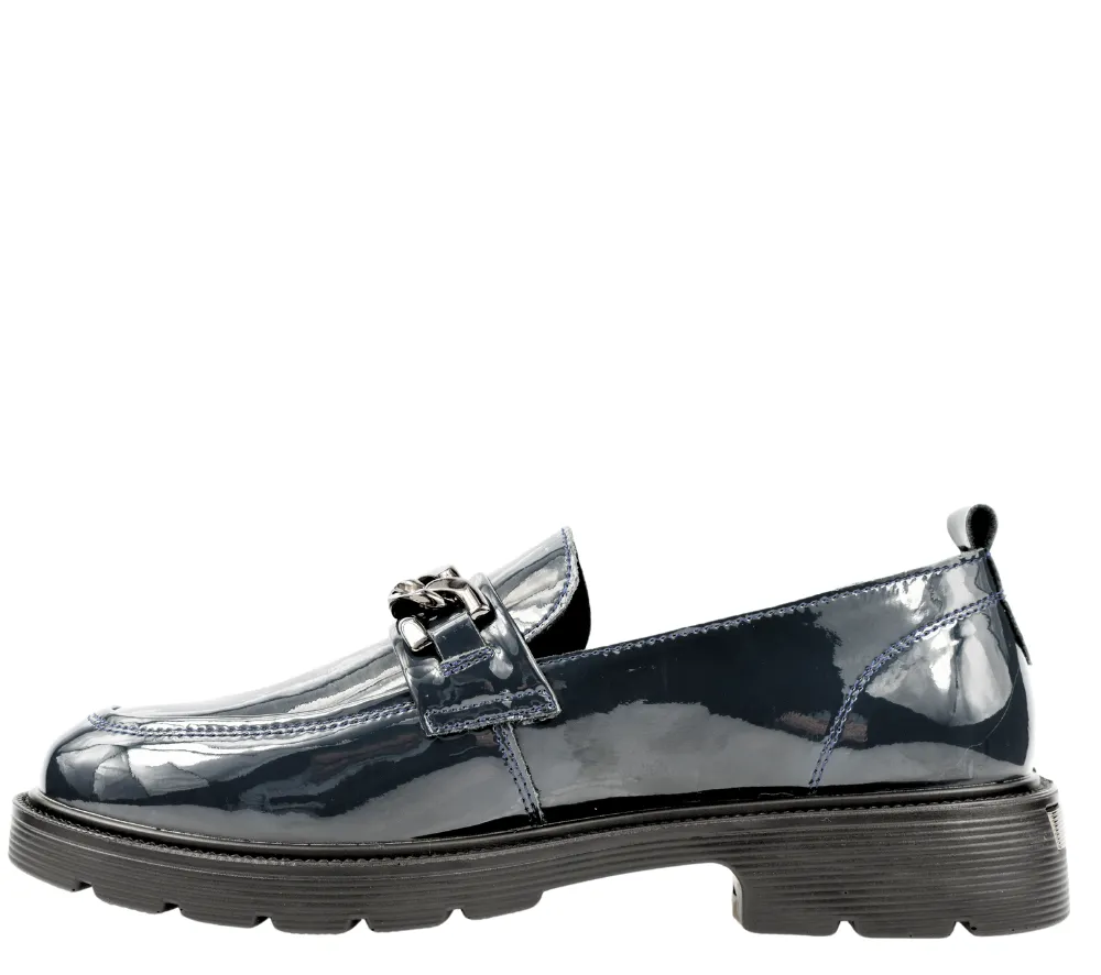 Pantofi casual, dama, PASS COLLECTION, X400008D bleumarin, piele lacuita