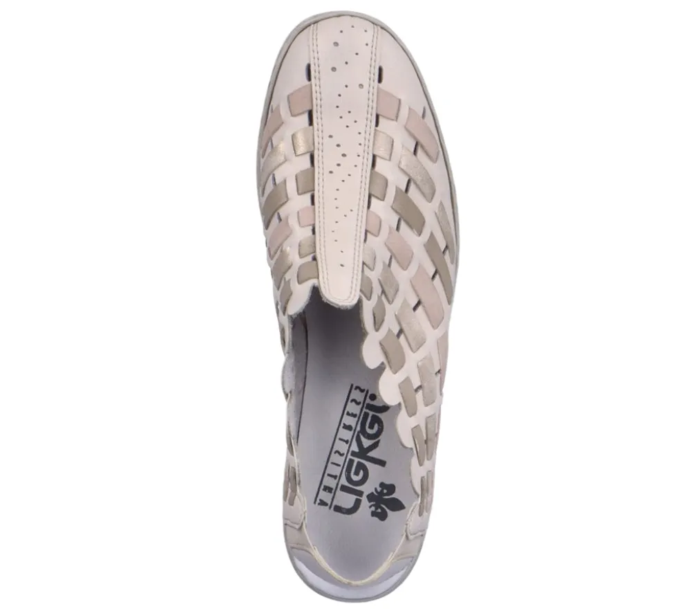 Pantofi casual, dama, RIEKER, ANTISTRESS, 413V8-60 crem, piele naturala