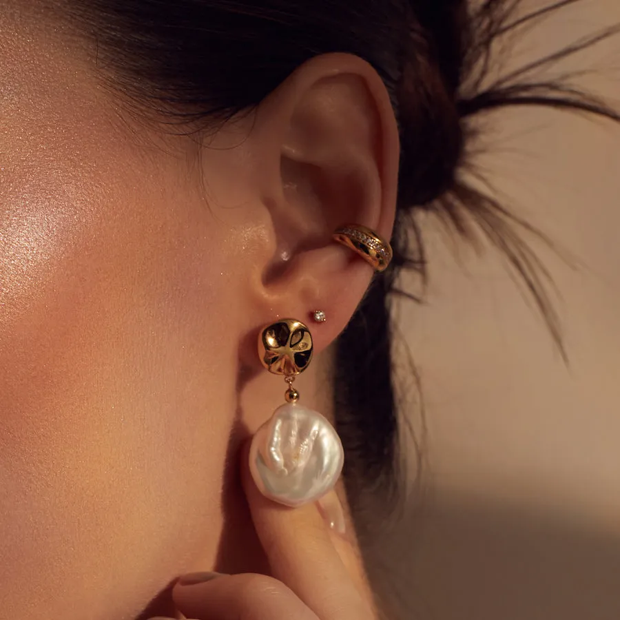 Pearl Baroque 14K Gold Vermeil Stud Earrings