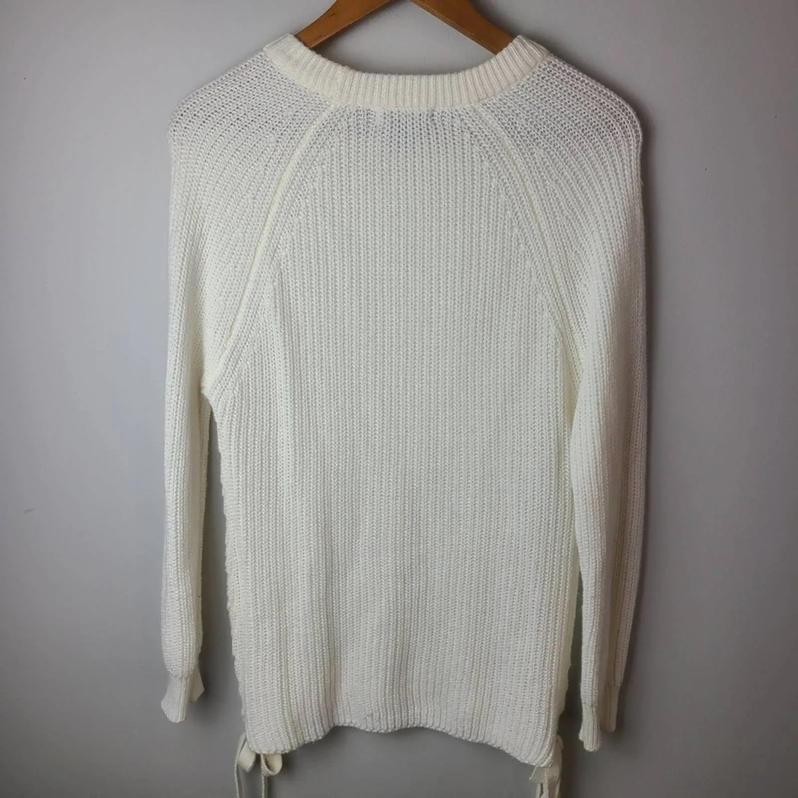Poof Ribbed Knit Side Weave Sweater
