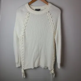 Poof Ribbed Knit Side Weave Sweater