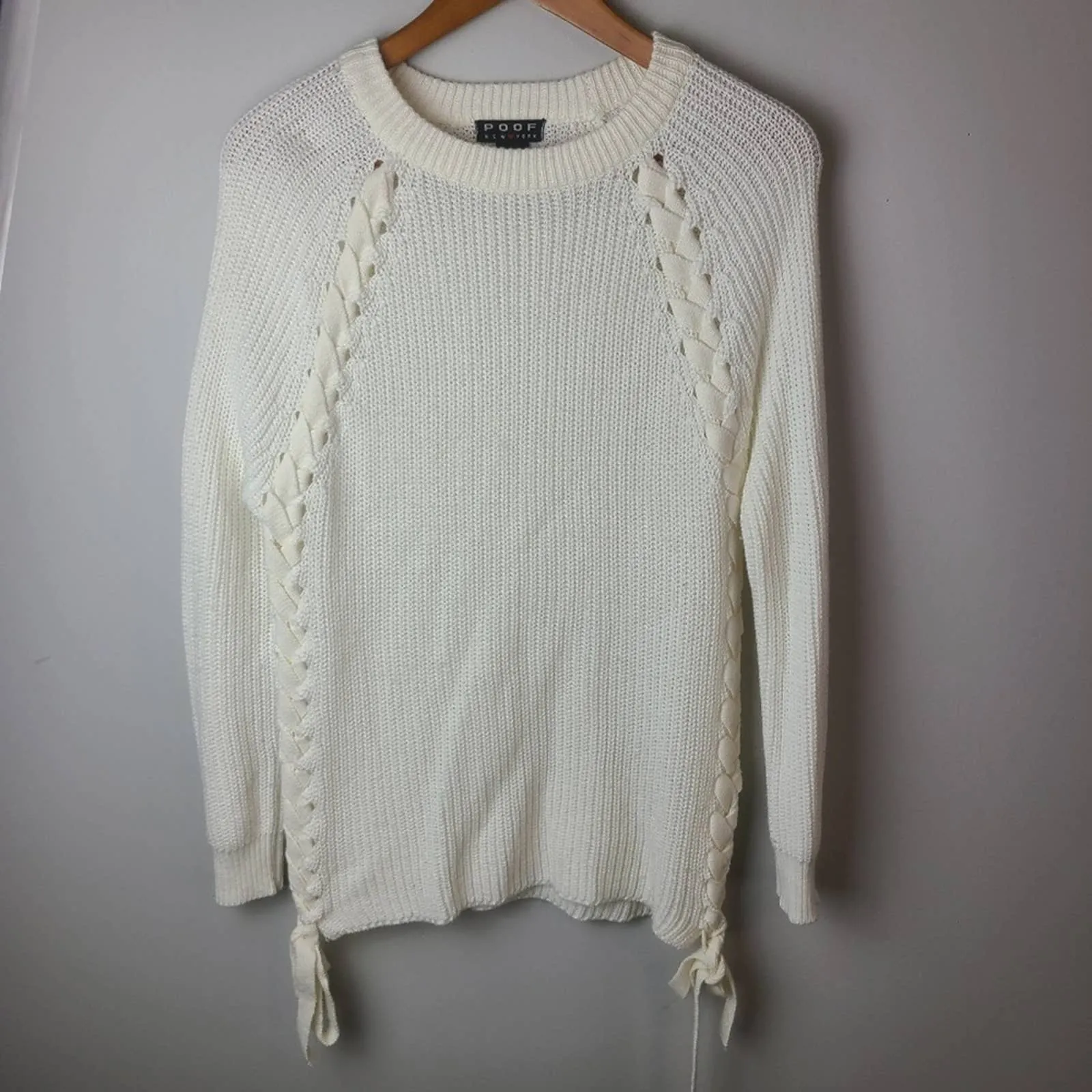 Poof Ribbed Knit Side Weave Sweater