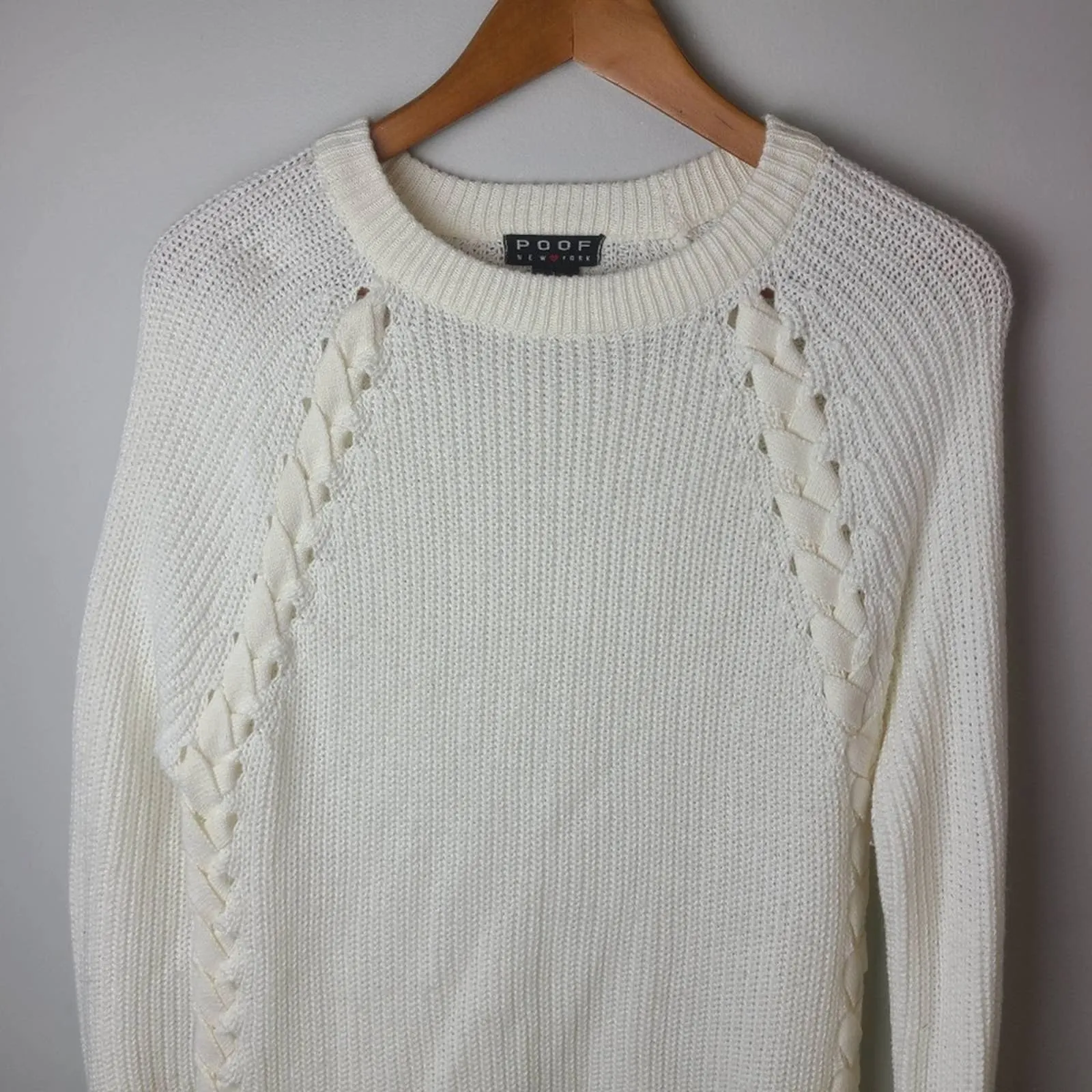 Poof Ribbed Knit Side Weave Sweater