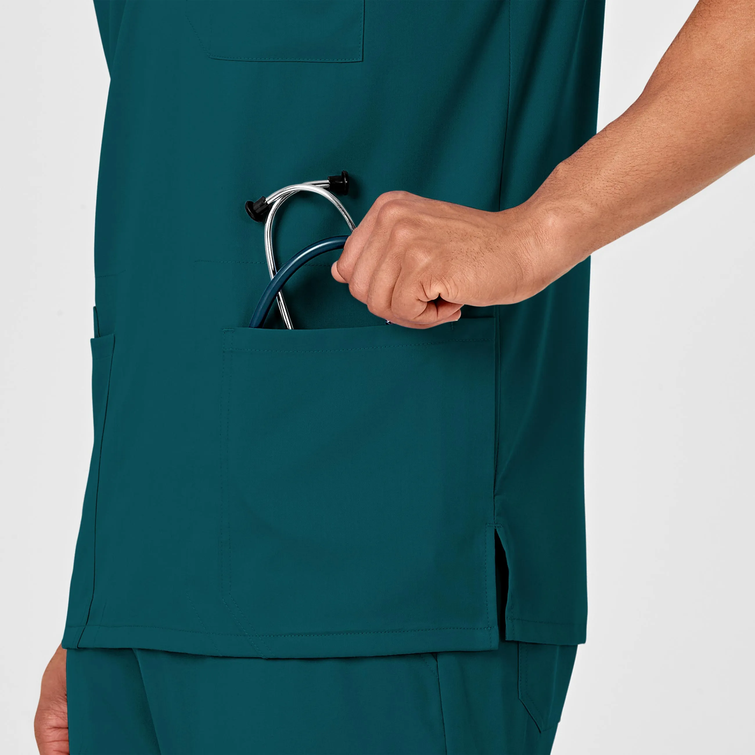 PRO Men's Multi-Pocket V-Neck Scrub Top - Caribbean