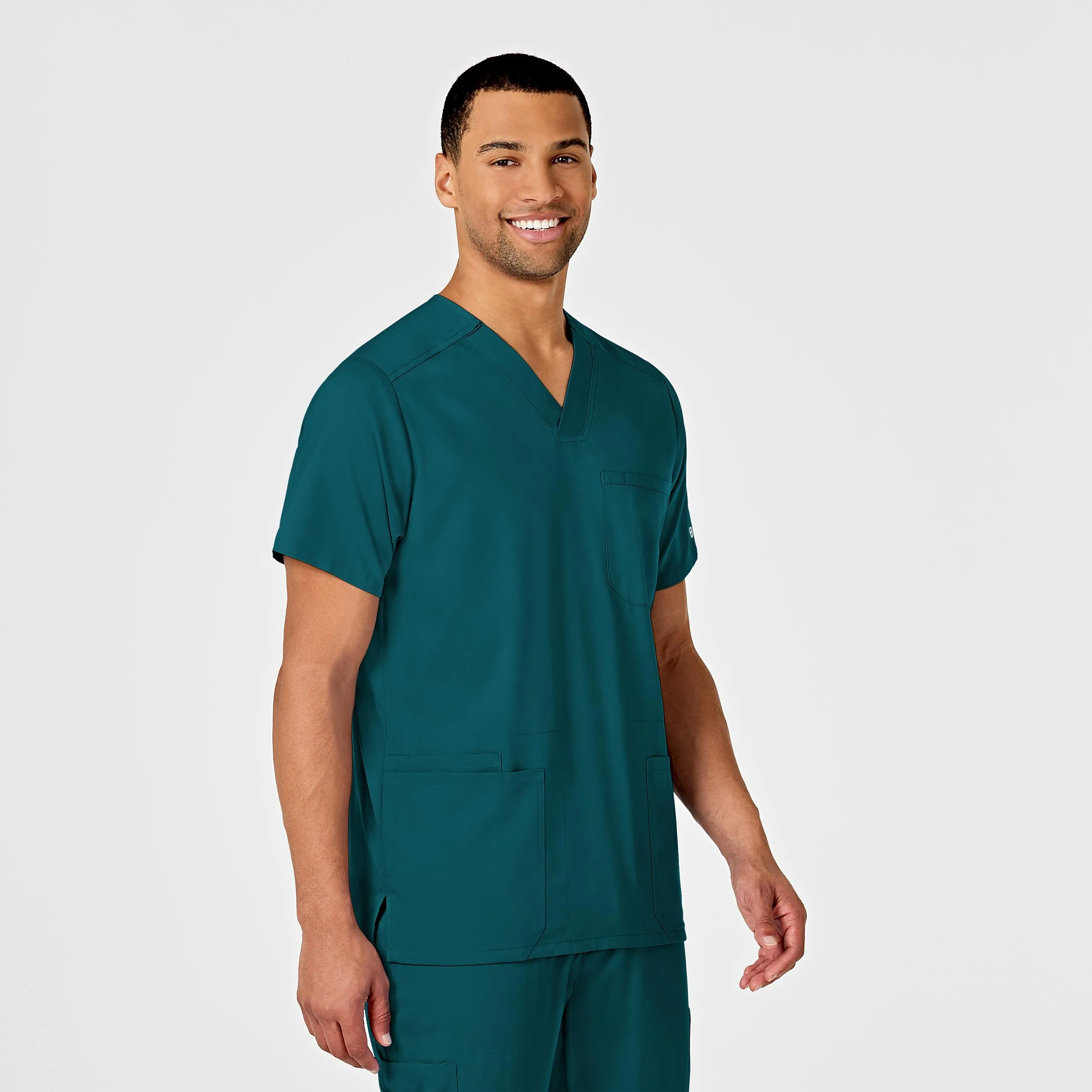PRO Men's Multi-Pocket V-Neck Scrub Top - Caribbean