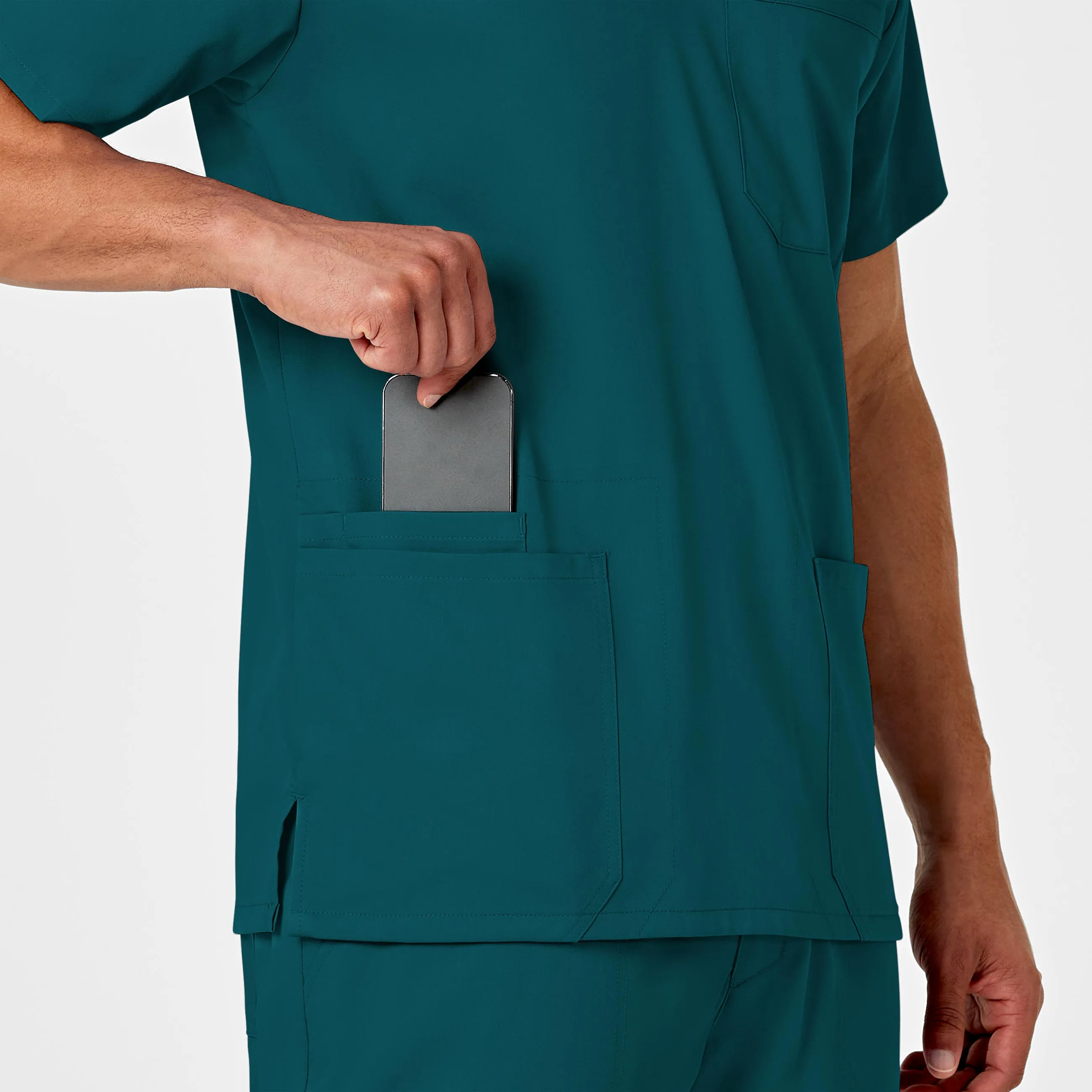 PRO Men's Multi-Pocket V-Neck Scrub Top - Caribbean