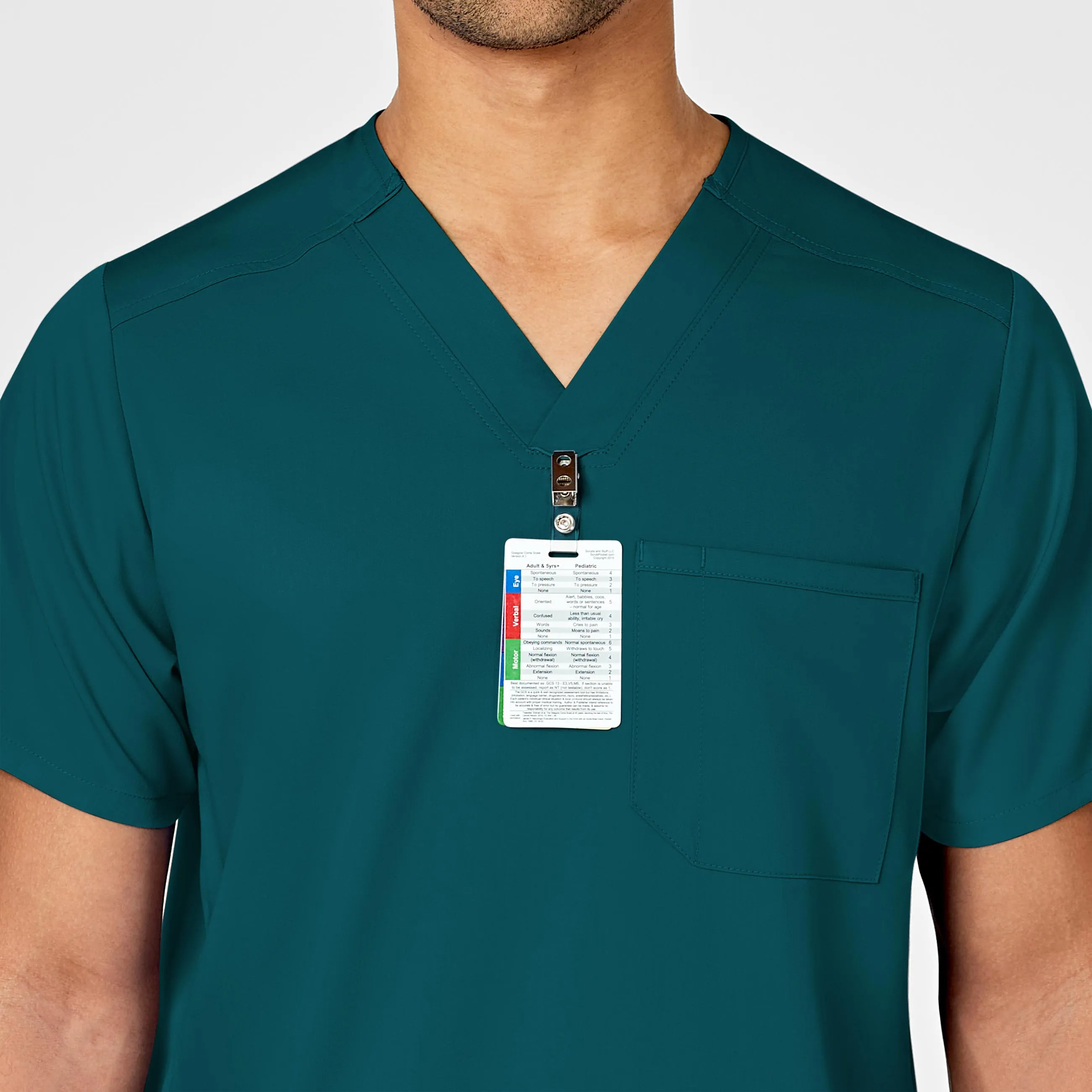 PRO Men's Multi-Pocket V-Neck Scrub Top - Caribbean