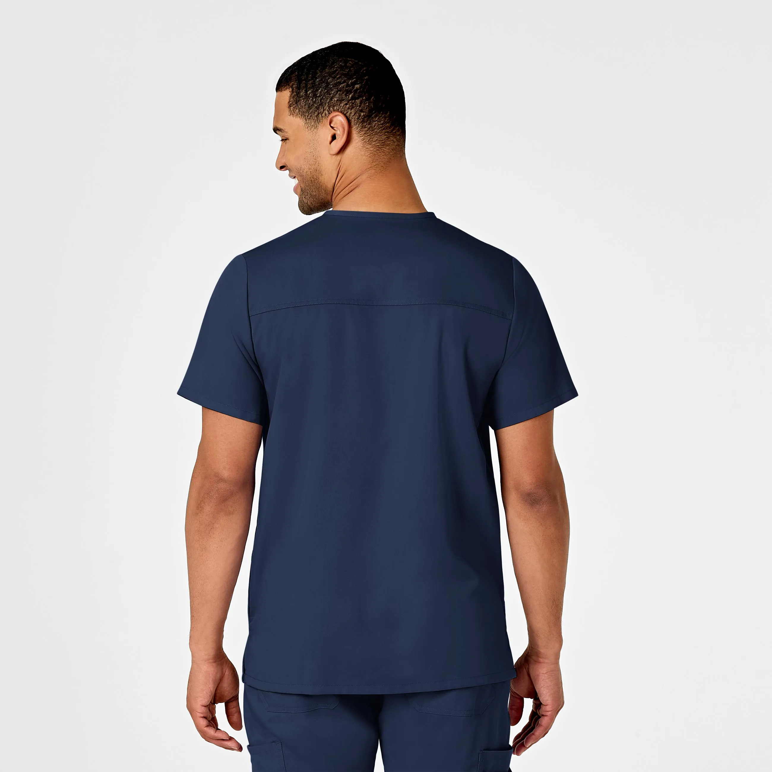 PRO Men's Multi-Pocket V-Neck Scrub Top - Navy