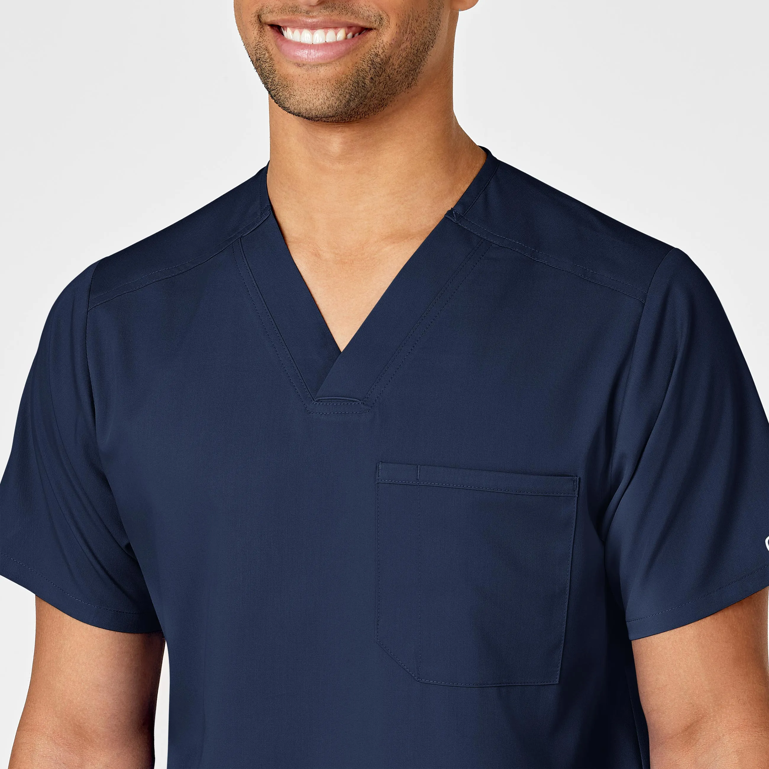 PRO Men's Multi-Pocket V-Neck Scrub Top - Navy