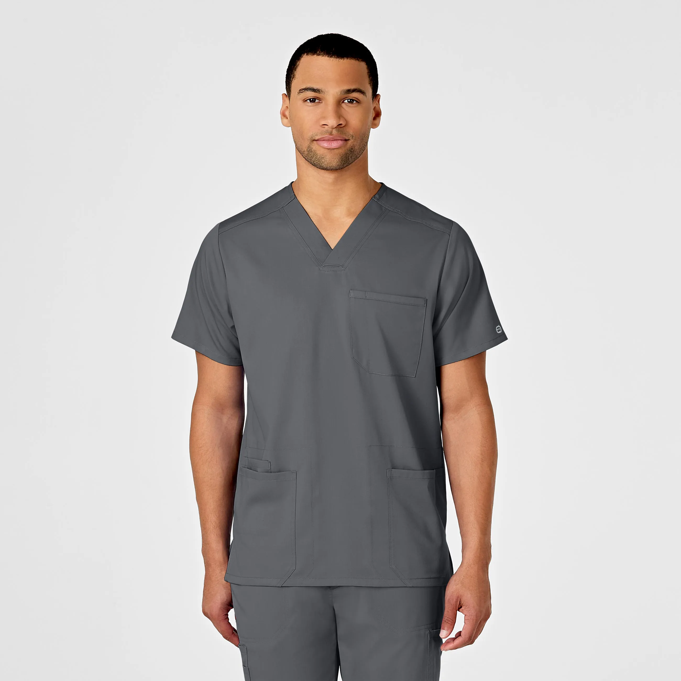PRO Men's Multi-Pocket V-Neck Scrub Top - Pewter