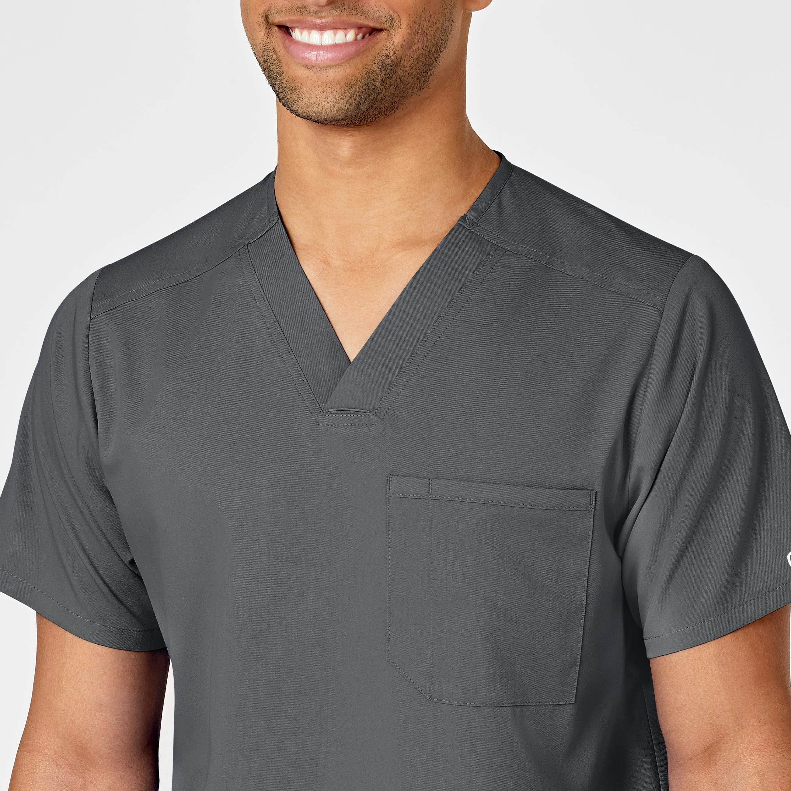 PRO Men's Multi-Pocket V-Neck Scrub Top - Pewter