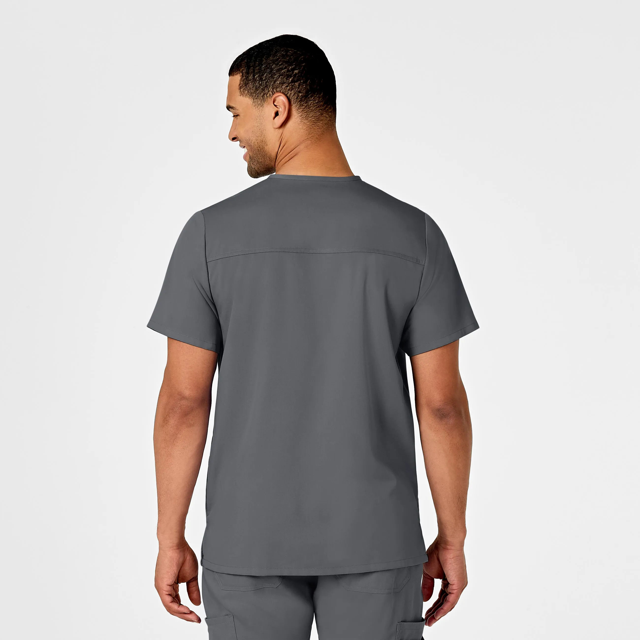 PRO Men's Multi-Pocket V-Neck Scrub Top - Pewter