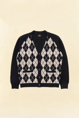 Rats Argyle Knit Cardigan - Black