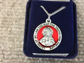 Red Scapular Silver Medal With 24 Inch Silver Chain Religious