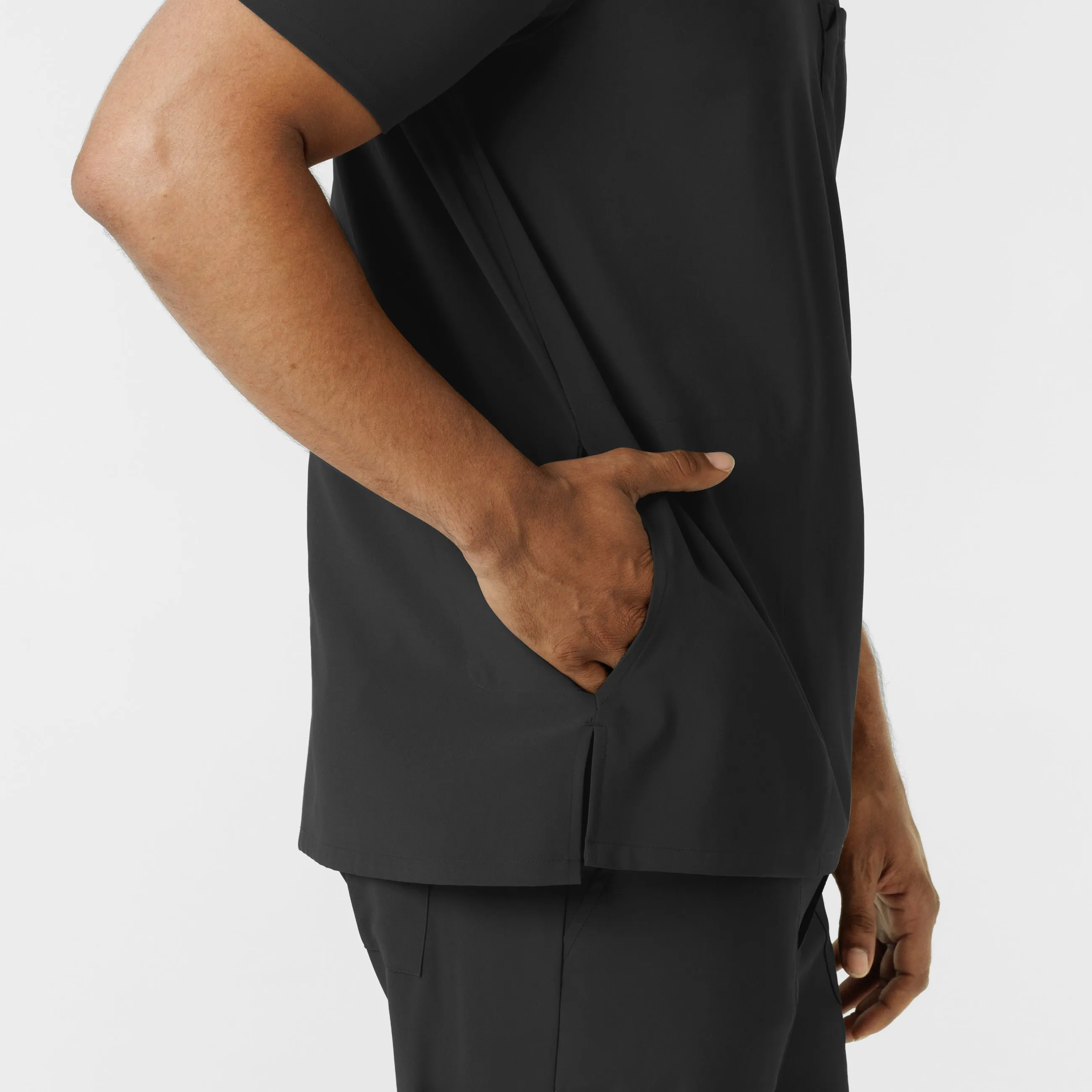 RENEW Men's V-Neck 5 Pocket Scrub Top - Black