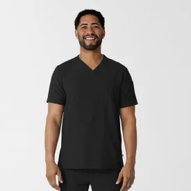 RENEW Men's V-Neck 5 Pocket Scrub Top - Black