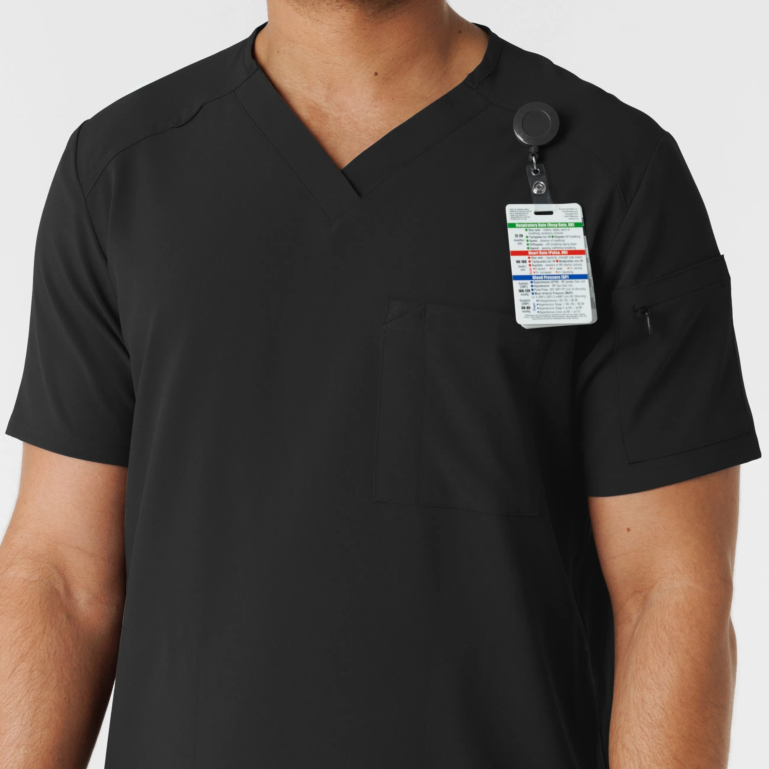 RENEW Men's V-Neck 5 Pocket Scrub Top - Black