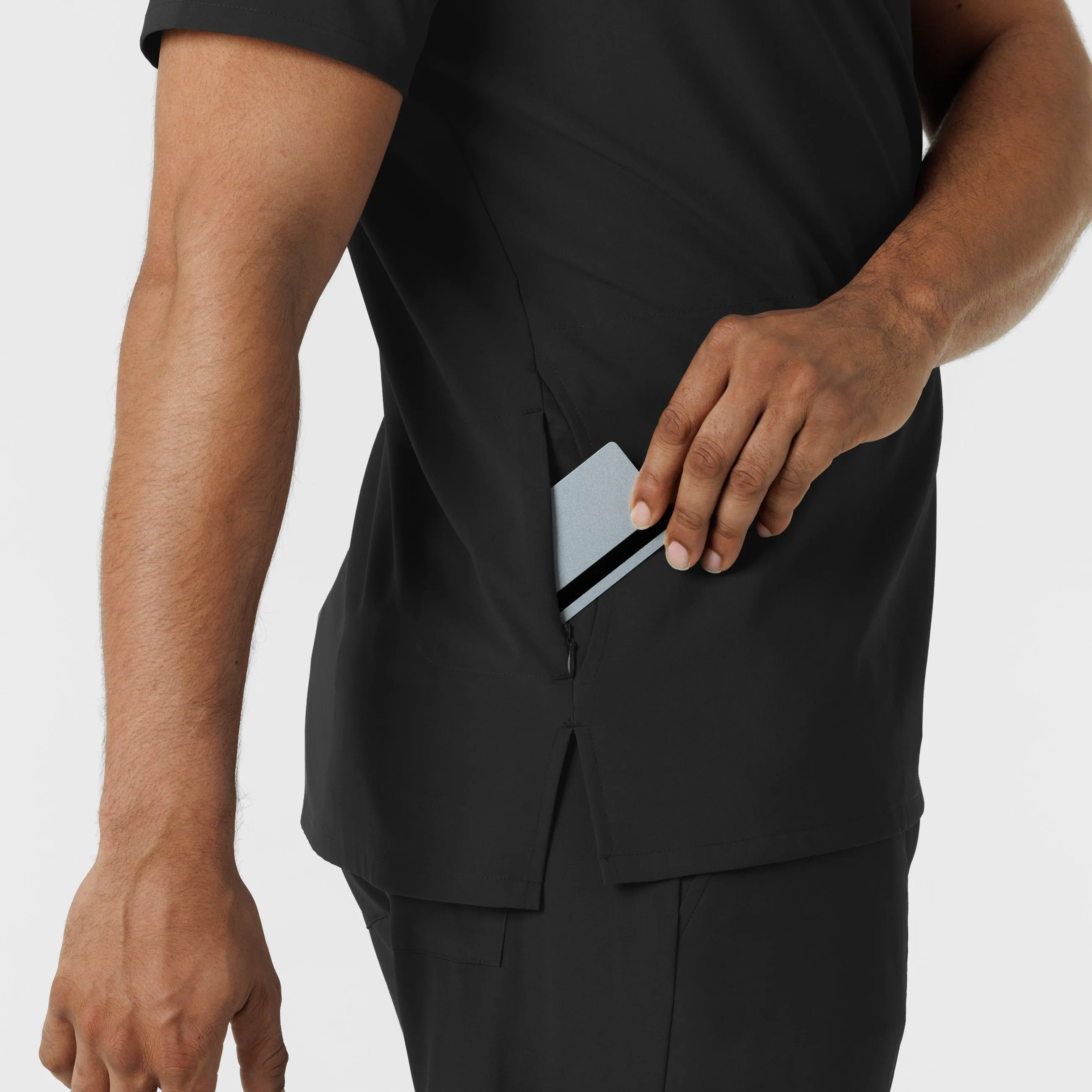 RENEW Men's V-Neck 5 Pocket Scrub Top - Black