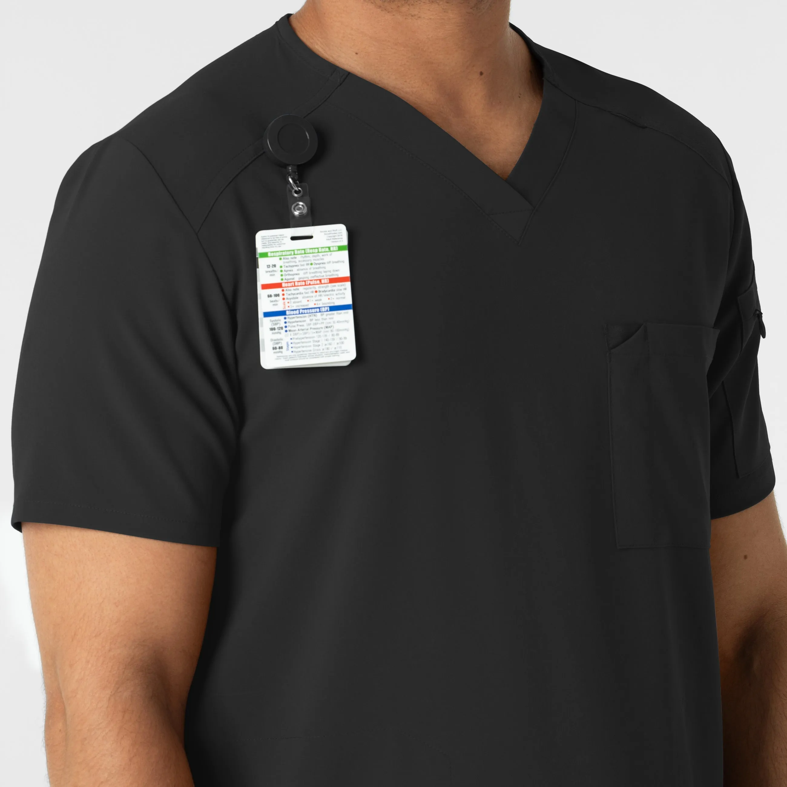 RENEW Men's V-Neck 5 Pocket Scrub Top - Black