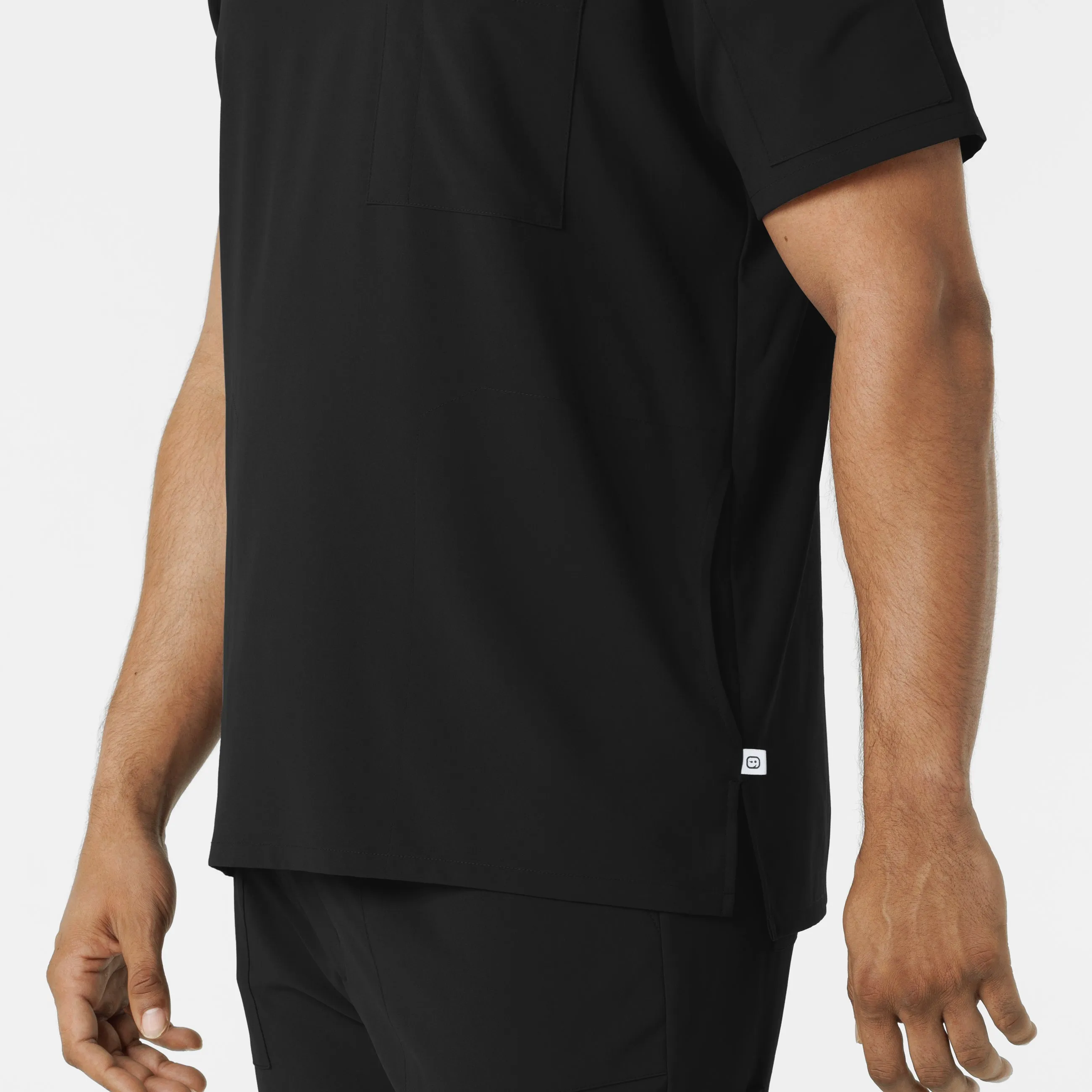 RENEW Men's V-Neck 5 Pocket Scrub Top - Black