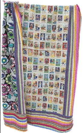Reversible Loteria Kantha Blanket 62"X 78"