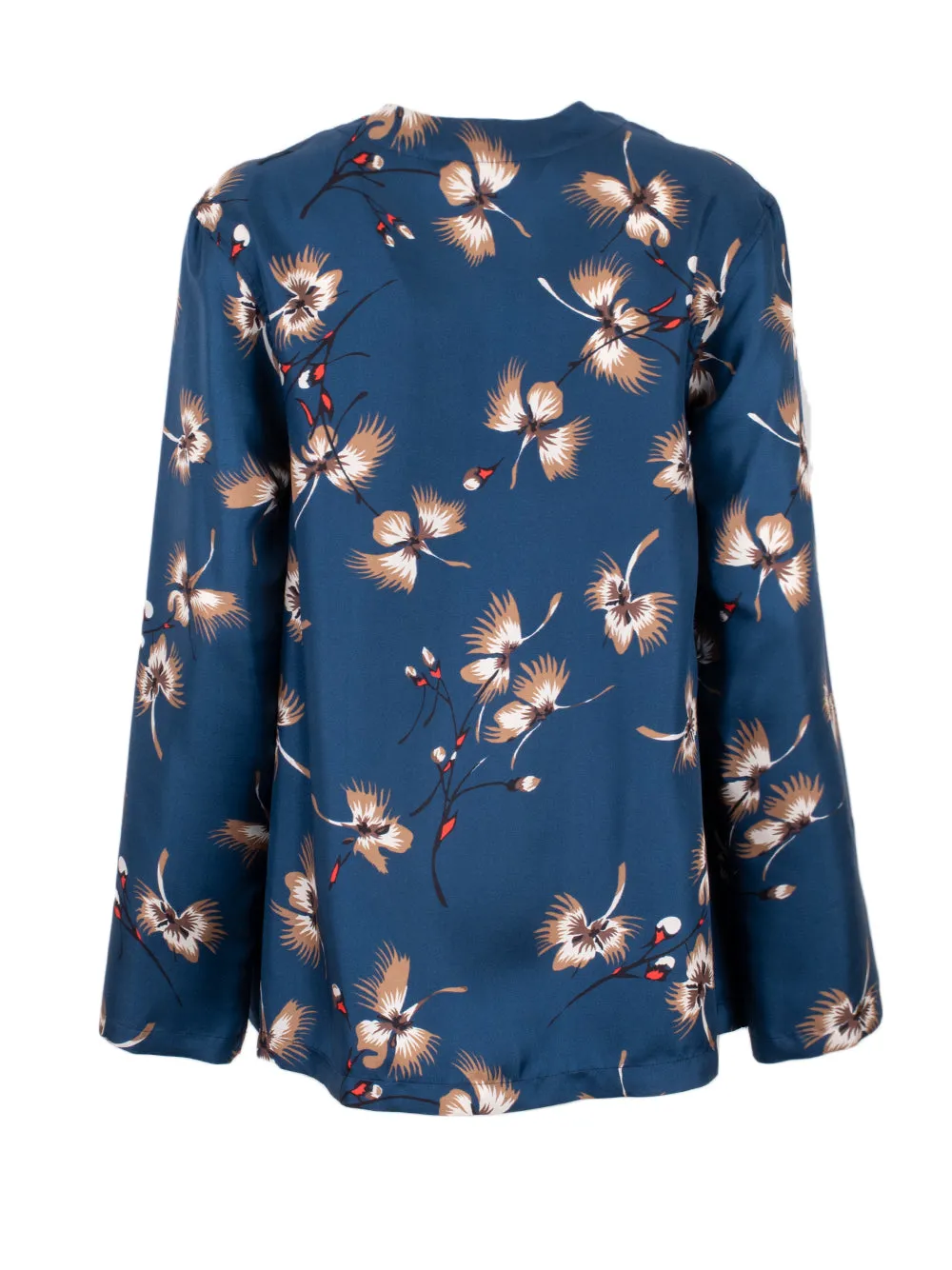 'S Max Mara Allover Floral Printed V-Neck Blouse
