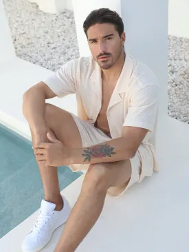 Set: Knit Hawaiian Set Shirt  Short Sand