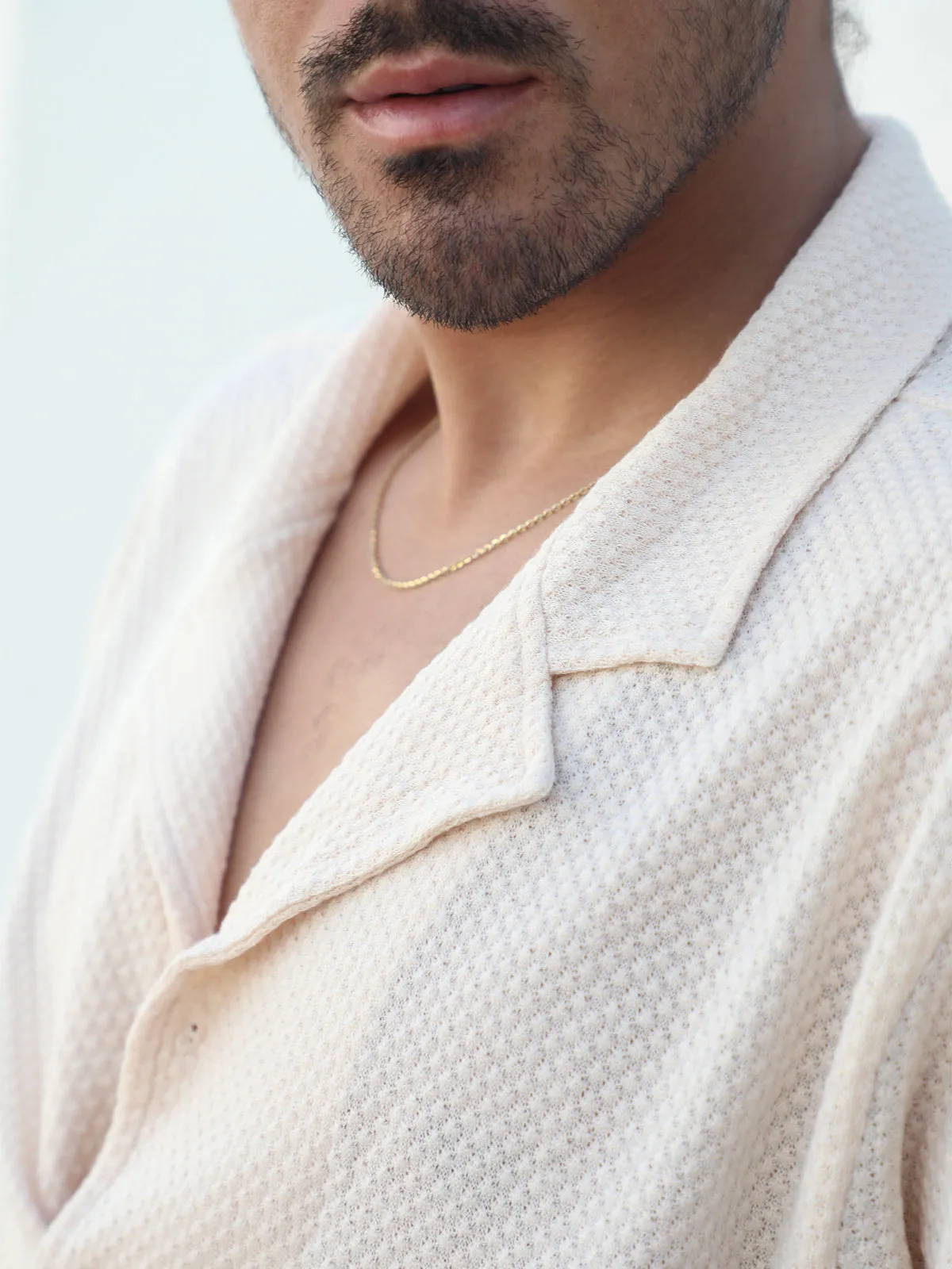 Set: Knit Hawaiian Set Shirt  Short Sand